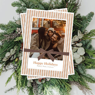 Mocha Velvet Bow Photo Christmas Card