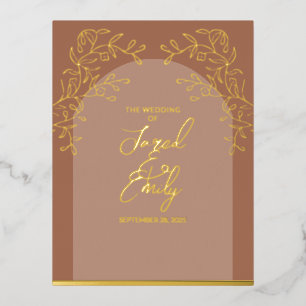 Mocha Wedding Foil Save the Date Postcard