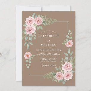 Mocha Whimsical Spring Wedding Invitation