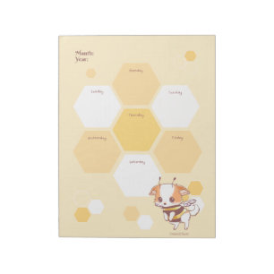 Mochi Bee Cute Puppy Honey Bee Weekly Planner Notepad