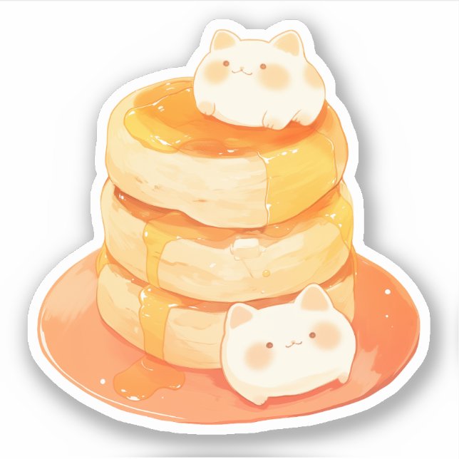 Mochi Cats and Japanese Fluffy Pancakes Sticker (Front)
