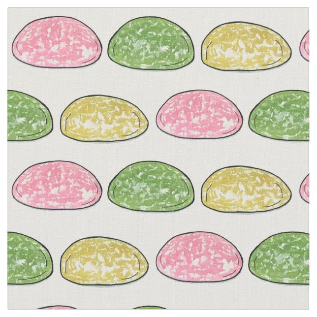 Mochi Japanese New Year Food Rice Cake Foodie Fabric (Close Up)