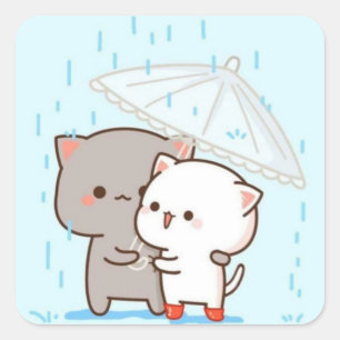 mochi mochi peach cat square sticker