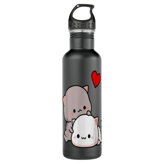 Mochi peach cat goma love, Valentine’s day 2022  710 Ml Water Bottle (Front)