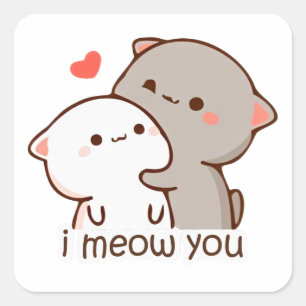Mochi Peach Cat - i meow you Square Sticker