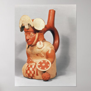 Mochican stirrup vase in the shape of a poster