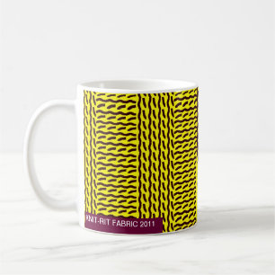 Mock knit - rib stitch, yellow/dark brown - mug