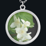 Mock Orange Blossom Silver-plate Necklace<br><div class="desc">A pretty wedding gift for your bridesmaids to thank them for making your special day perfect. This silver-plated pendant necklace matches your wedding stationery and is from a photograph by Judy Adamson.</div>