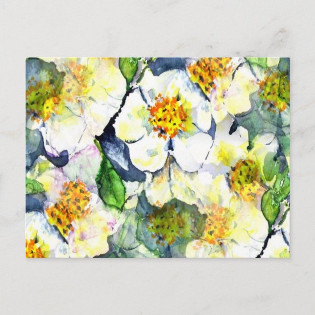Mock Orange Seamless Floral Pattern Postcard (Front)