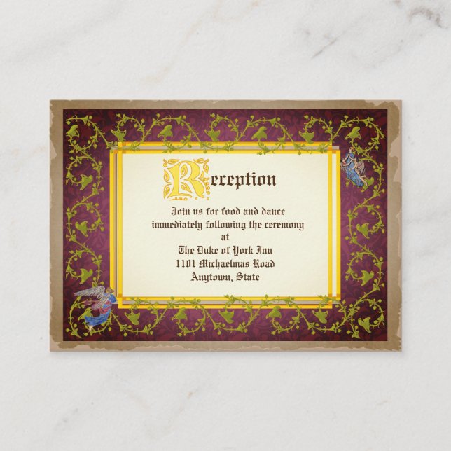 Mock Up Mediaeval Illuminated Manuscript Wedding Enclosure Card (Front)