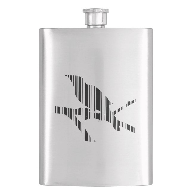 MOCKINGBIRD BAR CODE Bird Barcode Pattern Design Hip Flask (Front)