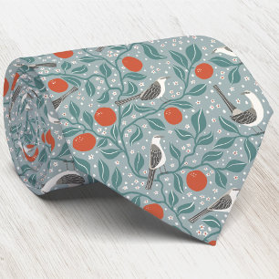 Mockingbird Bird and Wildflower Arts and Crafts Tie