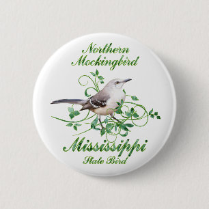 Mockingbird Mississippi State Bird 6 Cm Round Badge