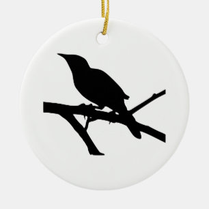 Mockingbird Silhouette Ceramic Tree Decoration