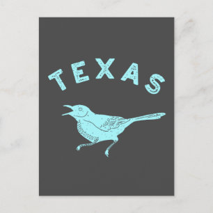 Mockingbird Texas State Bird Aqua Blue and Grey Postcard