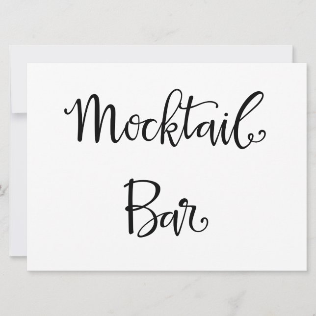 Mocktail Bar Simple Calligraphy Wedding Sign (Front)