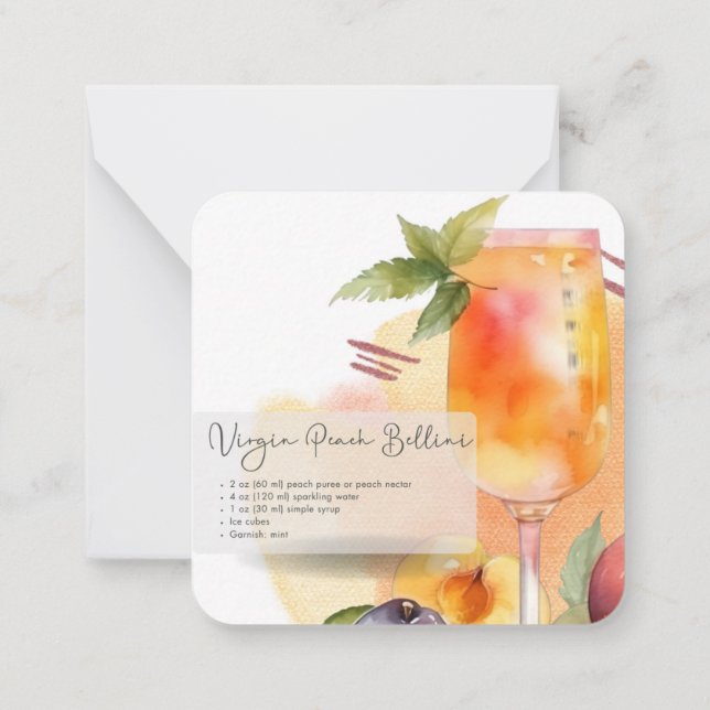 Mocktail Peach Bellini & Piña Colada Party Favour  Card (Back)