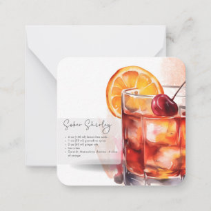 Mocktail Recipe Virgin S. Temple Party Favour  Card