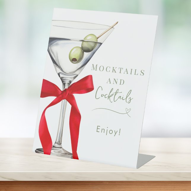 Mocktails Cocktails Dirty Martini Bridal Shower Pedestal Sign (Creator Uploaded)