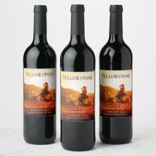 Mockup Cowboy, Horse, Sunset Custom Wine Labels