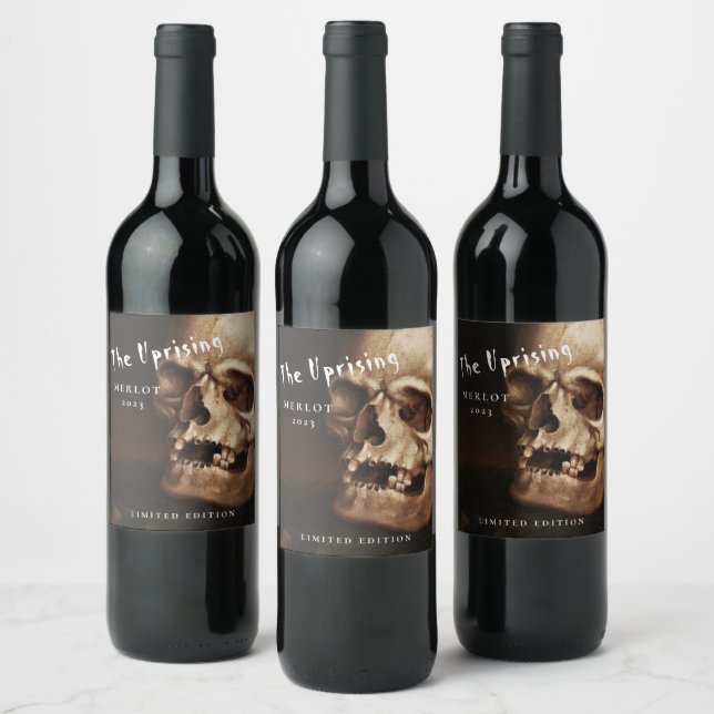 Mockup Human Skull Skeleton Custom Wine Labels (Bottles)