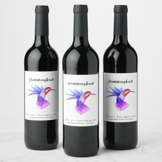 Mockup Hummingbird Custom Wine Labels (Bottles)