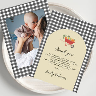 MoCountry Rustic Gray Gingham Baby Shower Thank You Card
