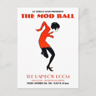 Mod 1960s Dance Party Vintage Invitation Postcard