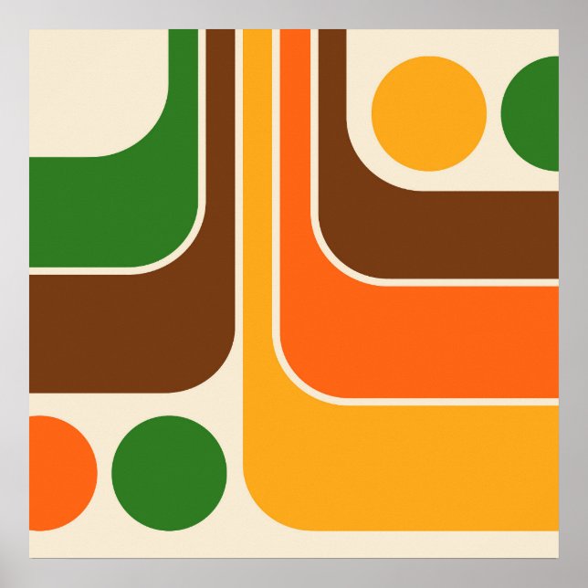 Mod 1970s Retro Geometric Design Poster (Front)