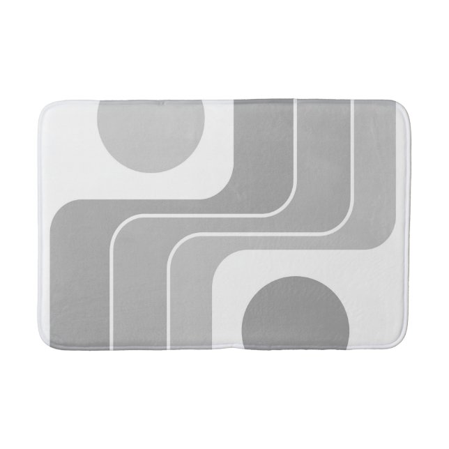 Mod 1970s Retro Style Geometric Design Bath Mat (Front)