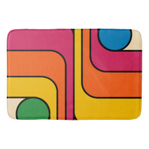Mod 1970s Retro Style Geometric Design Bath Mat