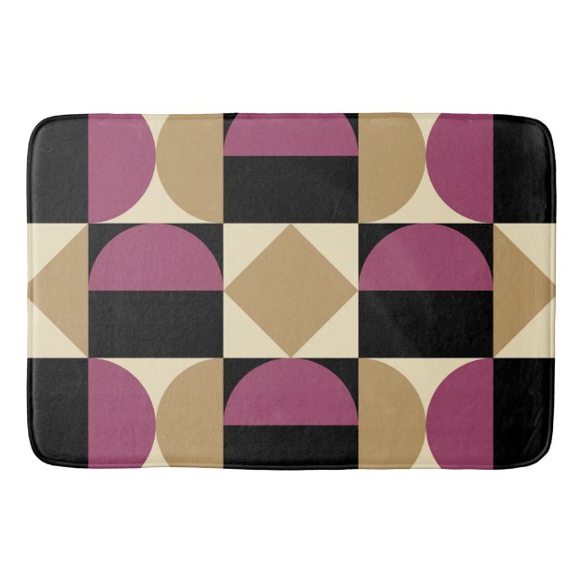 Mod 1970s Retro Style Geometric Design Bath Mat (Front)