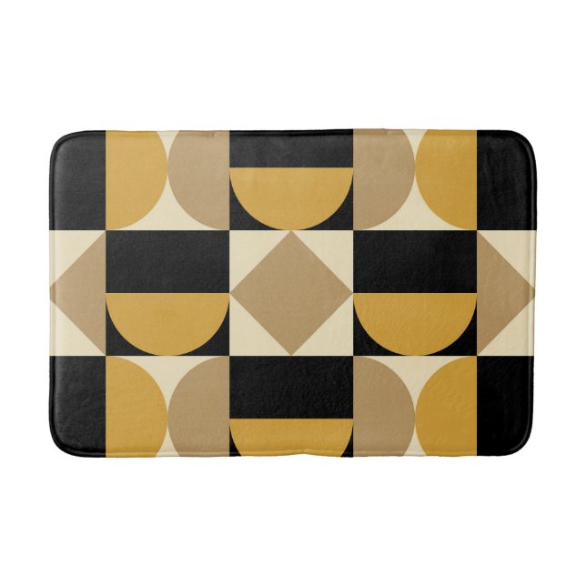Mod 1970s Retro Style Geometric Design Bath Mat (Front)