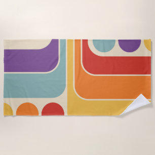 Mod 1970s Retro Style Geometric Design Beach Towel