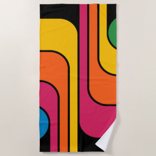 Mod 1970s Retro Style Geometric Design Beach Towel