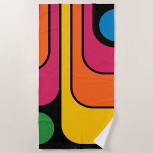Mod 1970s Retro Style Geometric Design Beach Towel