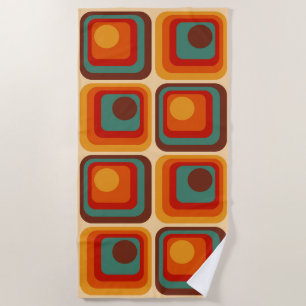 Mod 1970s Retro Style Geometric Design Beach Towel