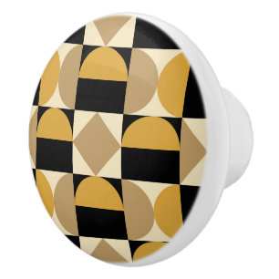 Mod 1970s Retro Style Geometric Design Ceramic Knob