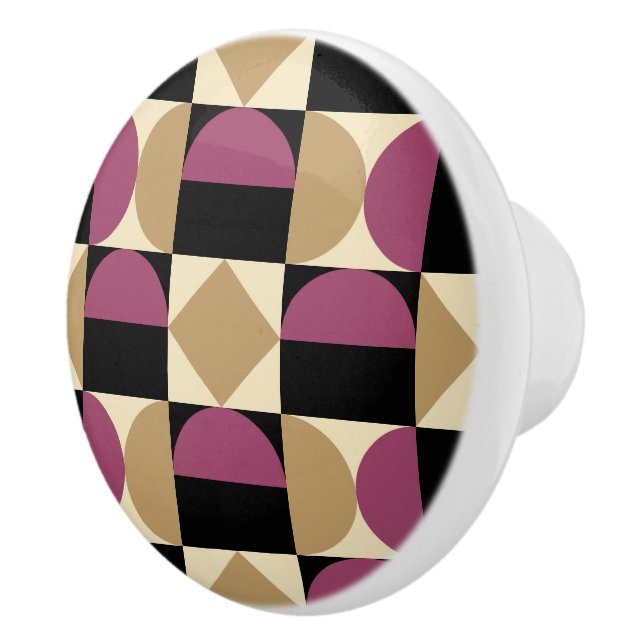 Mod 1970s Retro Style Geometric Design Ceramic Knob (Right)
