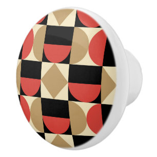 Mod 1970s Retro Style Geometric Design Ceramic Knob