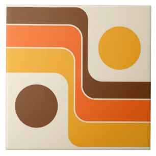 Mod 1970s Retro Style Geometric Design Ceramic Tile