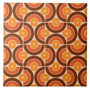 Mod 1970s Retro Style Geometric Design Ceramic Tile