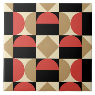 Mod 1970s Retro Style Geometric Design Ceramic Tile