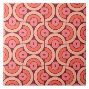 Mod 1970s Retro Style Geometric Design Ceramic Tile