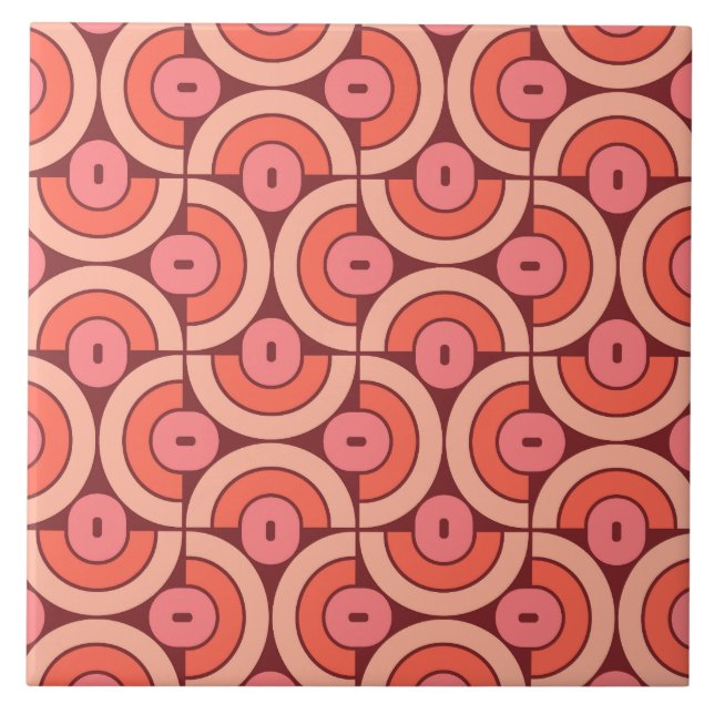 Mod 1970s Retro Style Geometric Design Ceramic Tile (Front)