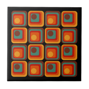 Mod 1970s Retro Style Geometric Design Ceramic Tile
