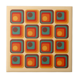 Mod 1970s Retro Style Geometric Design Ceramic Tile
