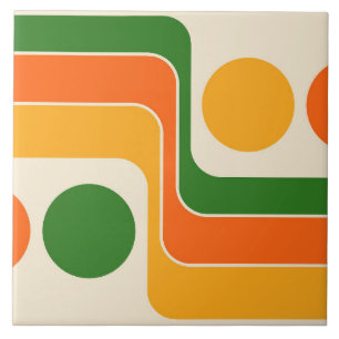 Mod 1970s Retro Style Geometric Design Ceramic Tile