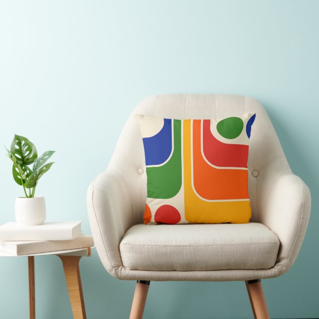 Mod 1970s Retro Style Geometric Design Cushion (Chair)