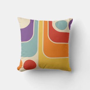 Mod 1970s Retro Style Geometric Design Cushion